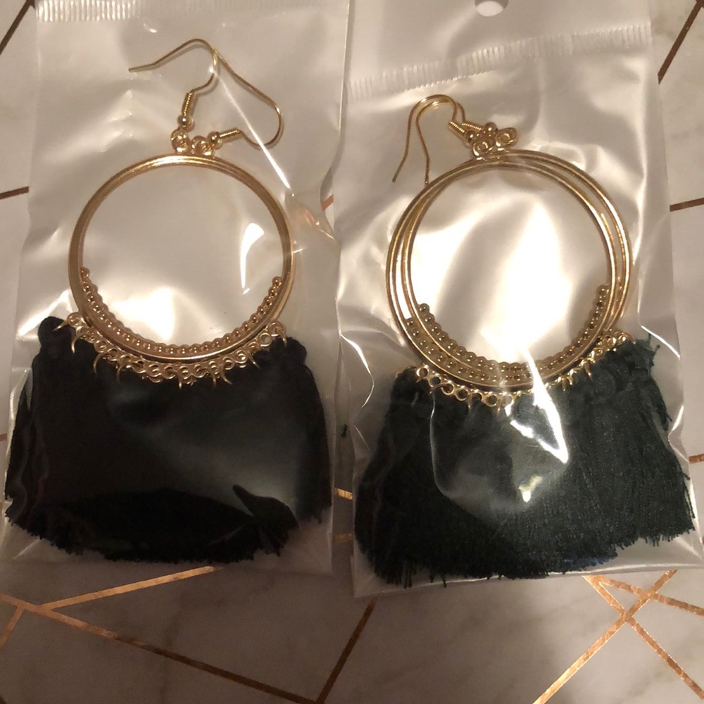 Boho Long Hoop fringe Earrings